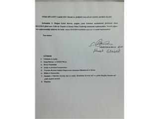 TRAKYA ŞUBE 5. OLAĞAN GENEL KURUL İLANI